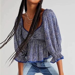 (SOLD) Free People Brittnee Floral Printed Peplum Top (NWOT)